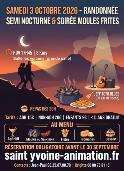 Randonnée semi-nocturne & soirée moules-frites