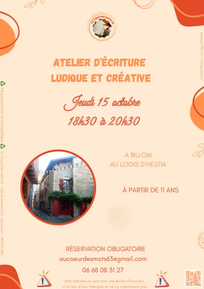 Atelier d’écriture ludique et créative à Billom