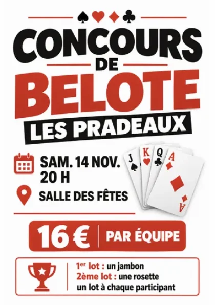 Concours de belote aux Pradeaux