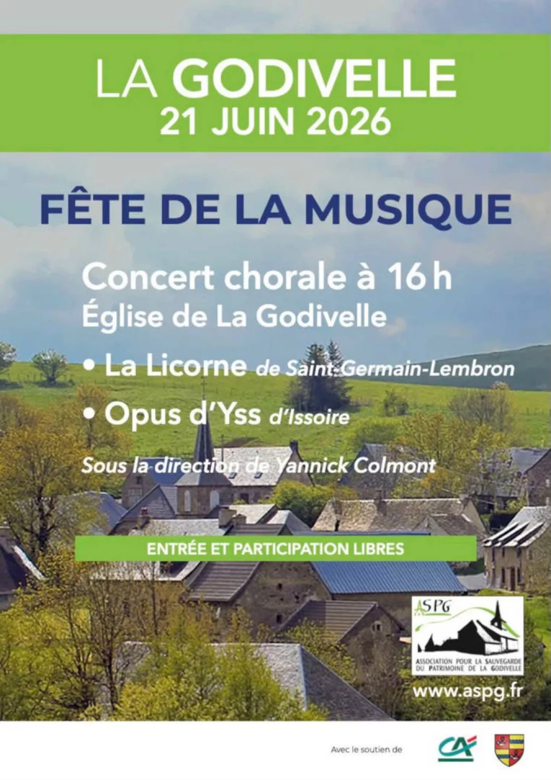 Affiche du concert chorale de la Fête de la Musique à La Godivelle