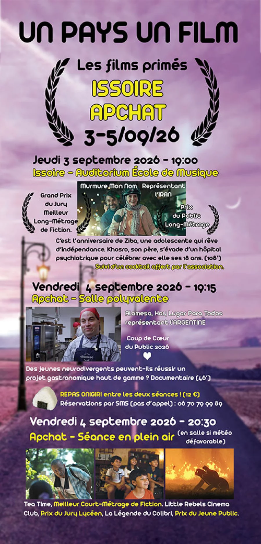 Programme UN Pays UN Film des jeudi 3 et vendredi 4 septembre 2026