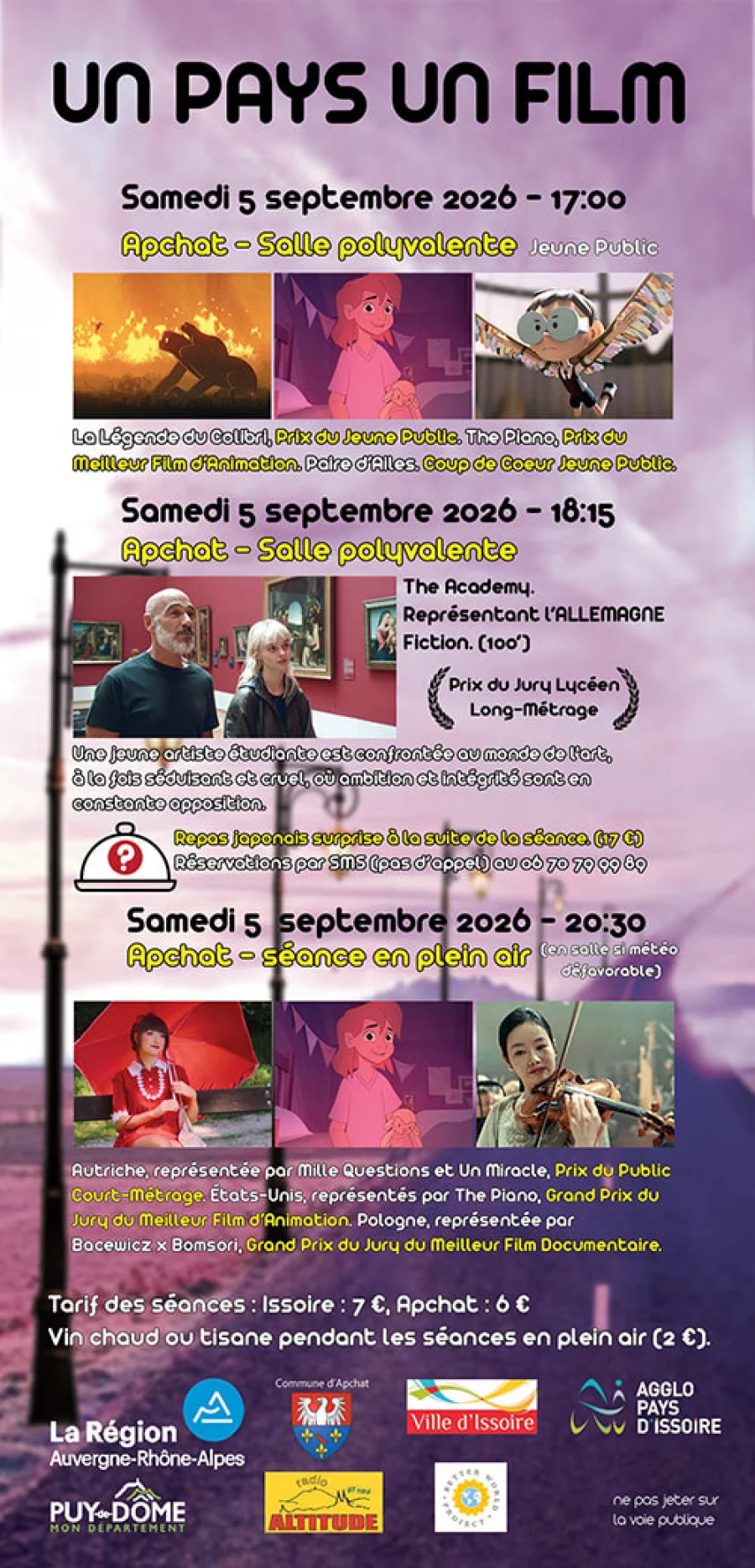 Programme UN Pays UN Film du samedi 5 septembre 2026