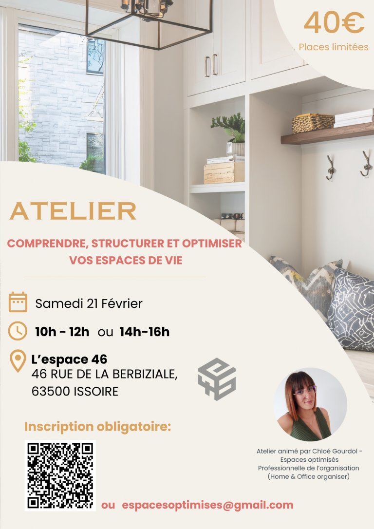 Atelier : comprendre, structurer et optimiser vos espaces de vie.