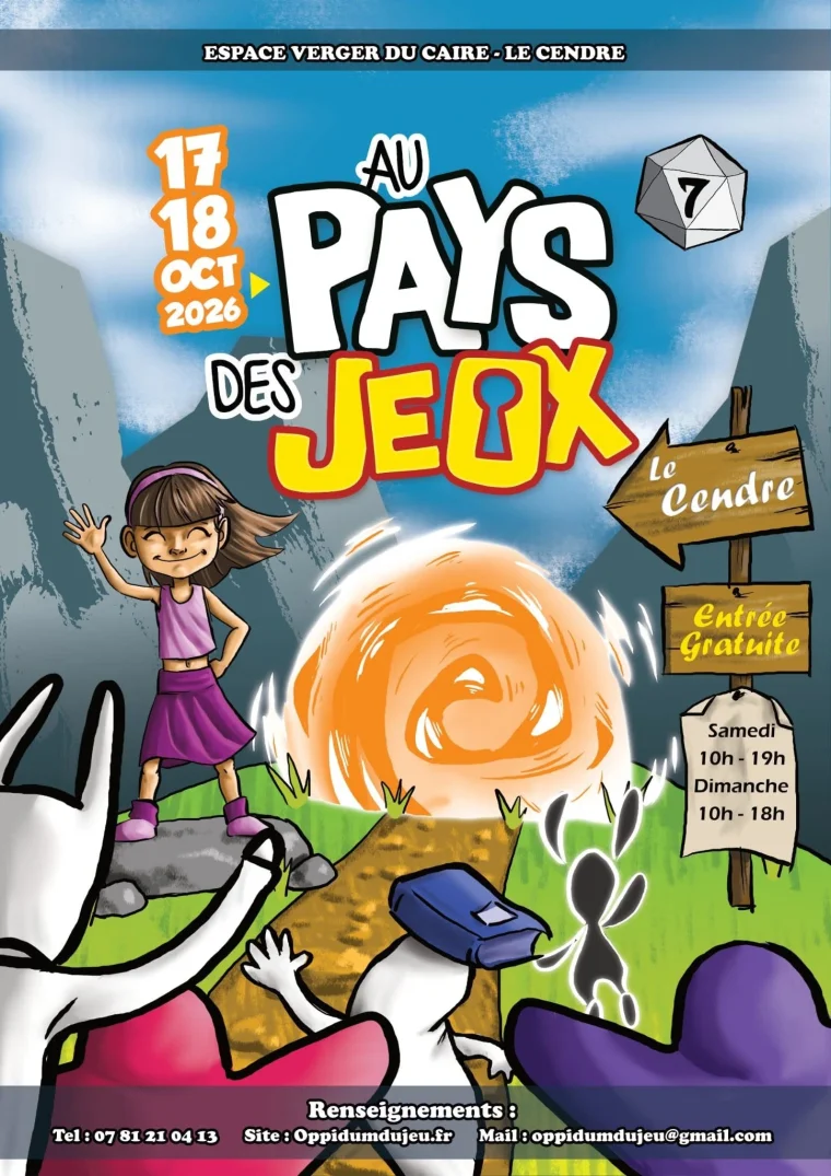 Affiche du festival Au Pays des Jeux 2026 au Cendre