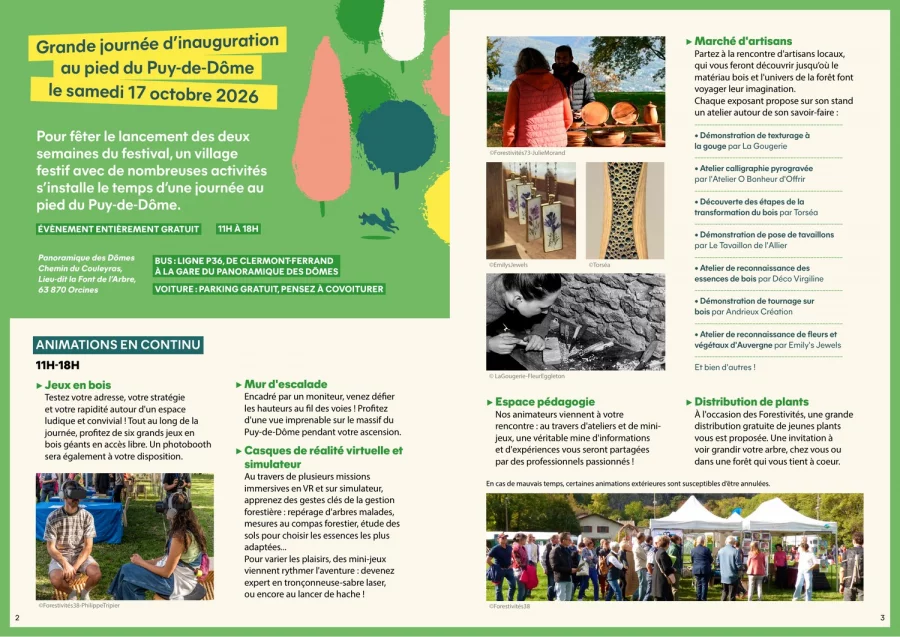 Programme de la journée d’ouverture des Forestivités 2026 au pied du Puy-de-Dôme