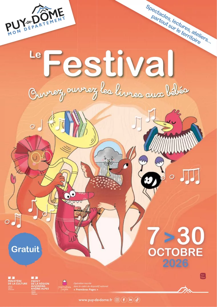Affiche du festival Ouvrez, ouvrez les livres aux bébés, du 7 au 30 octobre 2026